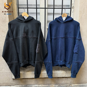 เสื้อฮู้ดดี้วินเทจขายส่ง ผ้าฝ้าย 100% ทรงโอเวอร์ไซส์ ไม่มีเชือก ดีไซน์ซิปปลอม ล้างสีแบบแอซิดวอช หนานุ่ม สไตล์คาร์โก้ รับสั่งทำ - Product Image 3