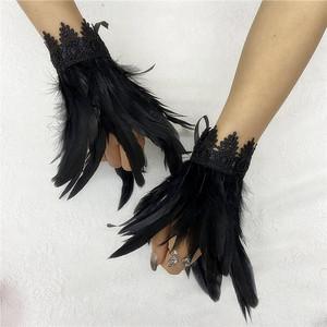 Manicotti in Piume Naturali, Guanti per Feste, Cosplay, Polsini in Pizzo, Accessori in Pelliccia per Costumi di Carnevale e Spettacoli - Product Image 6