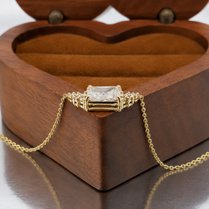 Collar con Colgante de Diamante Corte Radiante para Mujer, Chapado en Oro Blanco de 18K, Collar Solitario Clásico con Moissanita, Joyería de Compromiso - Product Image 5