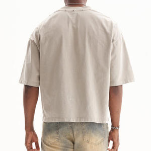 Camiseta recortada de Algodón 100% con logotipo personalizado para hombre - Product Image 4