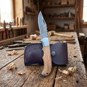 High Quality Damascus Steel Folding Blade Pocket <b>Knife</b> Wholesale Factory Rates wood Handle Tactical Application - Product Image 6