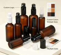 Botol Serum Pompa Semprot Kaca Hitam Matte Frosted 30ml 50ml 100ml Bentuk Bulat untuk Krim Wajah dan Krim Mata
