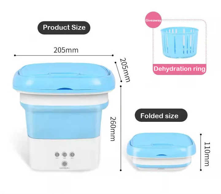 Portable Washing Machine 8L Mini Washer 3 Modes for Underwear Baby Clothes with Dryer Foldable Washing