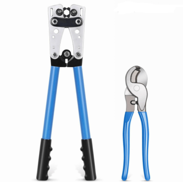 Ework HX-50B Hydraulic Steel Wire Stripper Crimping Tool with Soft Grip Handle Imperial Measurement Cable Cutter for DIY OEM