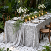 Nappe décorative en jacquard métallique à motif floral, grande nappe à motif Dahlia pour hôtel, mariage, banquet, vente en gros