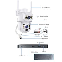 Sistema de Cámara de Seguridad WiFi con NVR LCD de 10.1 Pulgadas, 6MP, 4 Canales, 2 Lentes, Interior/Exterior, Kit de Vigilancia IP CCTV, Sistema de Cámara de Seguridad Inalámbrica ICSee