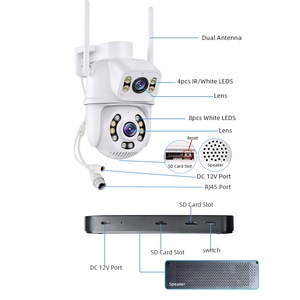 Système <span class=keywords><strong>de</strong></span> caméra <span class=keywords><strong>de</strong></span> <span class=keywords><strong>surveillance</strong></span> IP WiFi 6MP 4 canaux 2 objectifs intérieur/extérieur avec NVR LCD 10,1 pouces, kit <span class=keywords><strong>de</strong></span> système <span class=keywords><strong>de</strong></span> caméra <span class=keywords><strong>de</strong></span> sécurité sans fil ICSee - Product Image 2