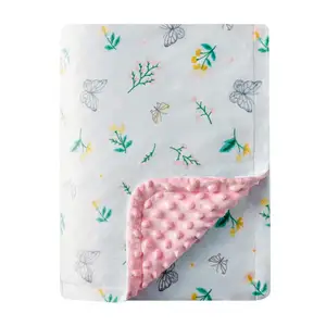 High Quality Baby Blanket Soft Fleece Polka Dot Throw Minky Newborn Blanket