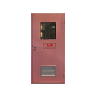 Porte intérieure en acier pour usine, atelier, école, hôpital, toilettes, salle de bain, avec ventilation par persiennes / panneau de vision en verre