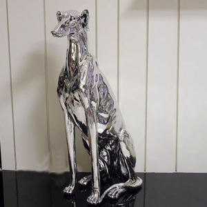 Offre Spéciale Figurines d'animaux en fibre <span class=keywords><strong>de</strong></span> verre en résine grandeur nature moderne Statue <span class=keywords><strong>de</strong></span> <span class=keywords><strong>chien</strong></span> lévrier géant chromé peint à la main artistique - Product Image 4