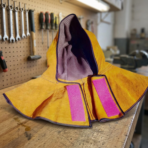 Masque de soudage jaune JNA GROUP avec bandes réfléchissantes roses, teinte auto-assombrissante, isolation thermique, protection intégrale du visage - Product Image 4