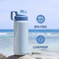 Nouveau sport 600ML / 20OZ bouteille d'eau poignée Portable en acier inoxydable tasse à eau grande capacité vide Double couche tasse isolée