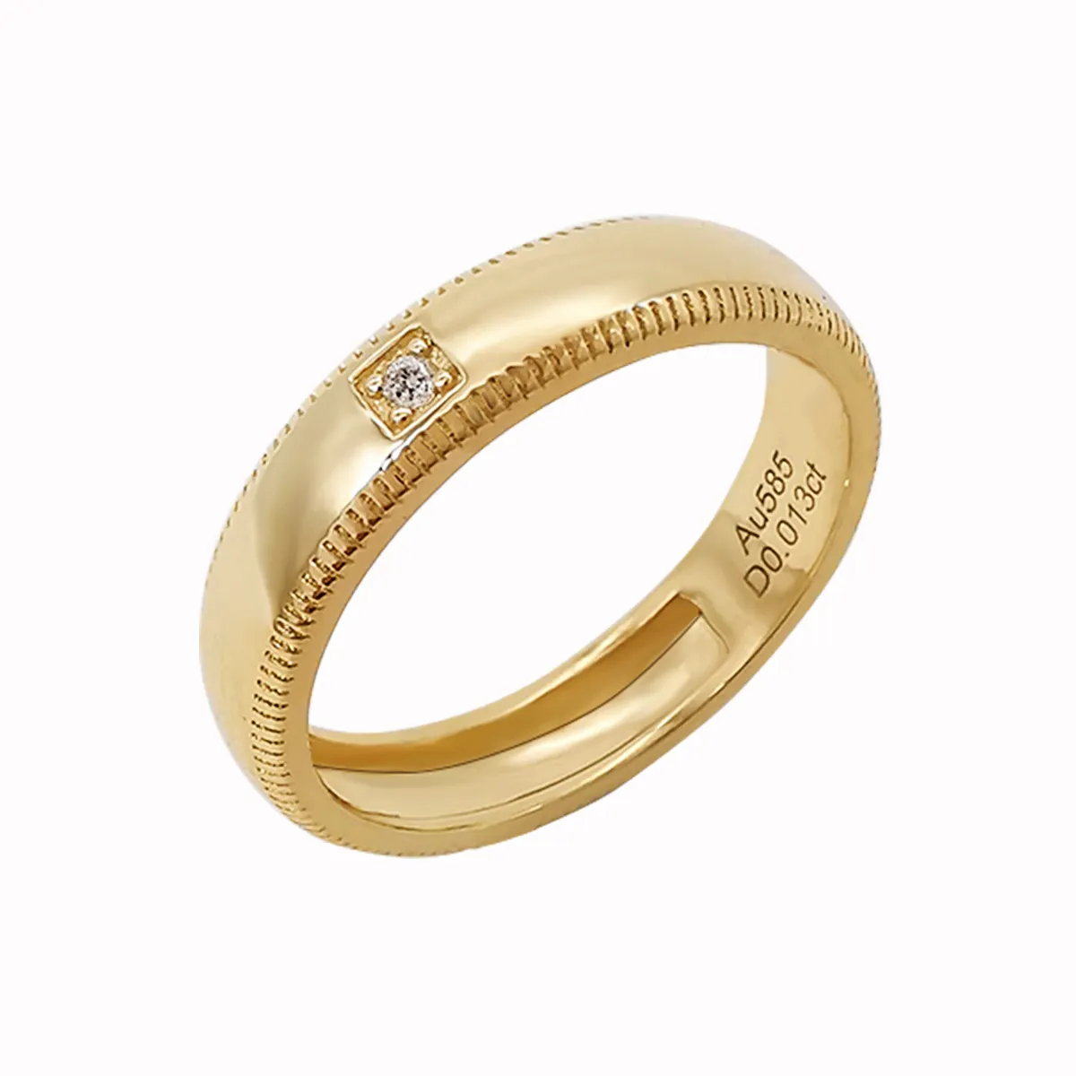 Bague en or jaune avec diamant naturel, 48ling bijoux fins, ol 585 14k, vente en gros, anneau chinois