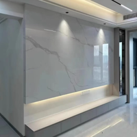 Contreplaqué laminé PET à haute brillance, grain de marbre, mélamine, panneau mdf personnalisé pour mur de fond et mobilier