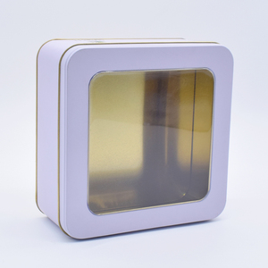 Caja de Metal para galletas de grado alimenticio, lata de Navidad con ventana de Pvc, caja de lata personalizada, cajas de Metal cuadradas para dulces, embalaje de pasteles - Product Image 4