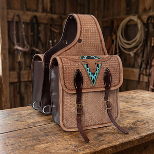 Designer Genuine <b>Leather</b> Soft Saddle Bag High Premium Quality Hand <b>Tooled</b> Breathable Multifunctional Spacious Riding Foldable - Product Image 2