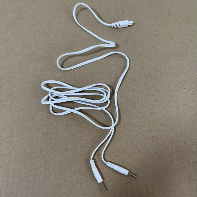 White 2-in-1 TENS Unit Cable Digital Therapy Body Massager Wire with Great Wall Plug Plug-In Electrode Wire for Massage Products