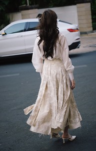 Calanthe กระโปรงทรงเอและเสื้อเชิ้ตเอวสูงของผู้หญิงผ้าลินินผ้าฝ้ายคุณภาพสูงดีไซน์แม็กซี่ - Product Image 3