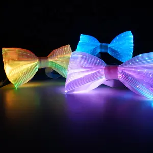 Wholesale Price Beautiful Led Fiber Optic Tie Light Up Bow Ties 7 Glowing Colors LED Bowties for Party