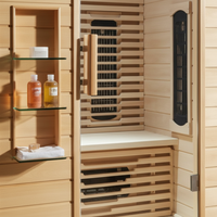 Sauna infrarouge lointain à faible EMF en bois massif de pruche moderne pour 1-2 personnes, avec contrôle par application et Bluetooth, pour usage domestique en intérieur