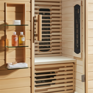 Sauna de Infrarrojos Lejanos de Madera Maciza de Hemlock Moderna para 1-2 Personas, Bajo EMF, Control por APP, para Interiores, con Bluetooth - Product Image 5
