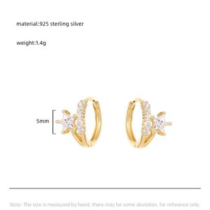 Vente en gros de boucles d'oreilles créoles en argent sterling 925 boucles d'oreilles huggies en zircon étoile Boucles d'oreilles cercles polyvalentes plaquées <span class=keywords><strong>gola</strong></span> 18 carats pour femmes - Product Image 6