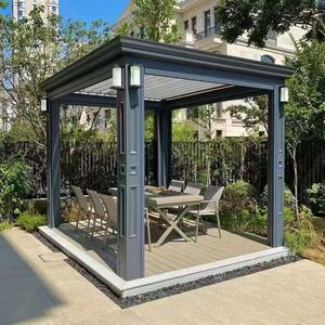Pergola rectangulaire de <span class=keywords><strong>jardin</strong></span> 4x4m en aluminium avec lames orientables, auvent de pergola, gazebo - Product Image 3