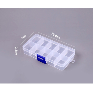 Caixa de Armazenamento de Unhas em Plástico PP Reciclável Transparente com 10 Compartimentos Vazia para Pedras Preciosas e Joias - Product Image 2