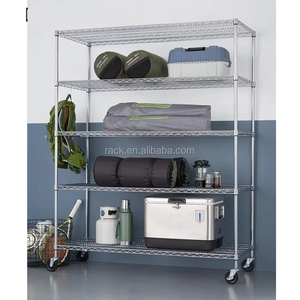 24 "D X 60" W X 72 "H NSF 5 Niveles Comercial Ajustable BSCI Estantería de alambre de acero cromado con ruedas - Product Image 1