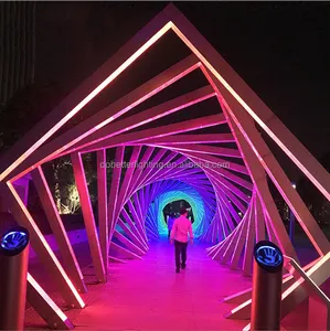 Led outdoor decorated time tunnel arch smart interactive induction change color 3D motif lights