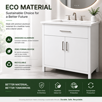 Meuble-lavabo moderne en aluminium de 24 pouces avec vasque en marbre cultivé |   Armoire étanche |   Fournisseur d'usine OEM
