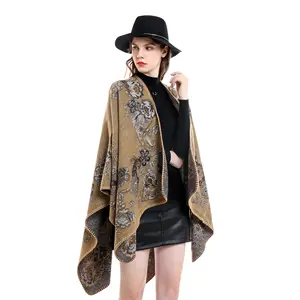 Wholesale Custom Luxury Thick Poncho Shawl Knitted Pashmina Blanket Winter Plain Scarves Ladies 100 Cashmere Wool Scarfs Women