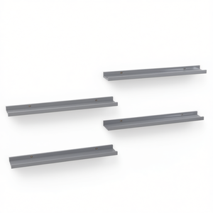 ชั้นวางติดผนังสีเทา 4 ชิ้น ขนาด 23.6x3.5x1.2 นิ้ว ชั้นวางอะลูมิเนียมแบบลอยตัวสำหรับห้องนั่งเล่น ดีไซน์มินิมอล - Product Image 1