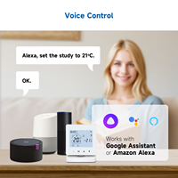 Termostato Inteligente WiFi para Caldera con Control Remoto RF, Programación de 7 Días y 6 Periodos, Control por Voz para Alexa y Google, Certificado CE RED EAC ROHS