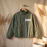 Veste de survêtement personnalisée avec logo, col montant, coupe-vent zippé, streetwear, uniforme d'équipe, broderie marque privée, vente en gros
