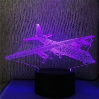 Nouvelle lampe de nuit 3D en forme d'avion, LED tactile, mini lampe de table moderne, 7 couleurs changeantes, lampe d'intérieur, cadeau pour enfants, jouet