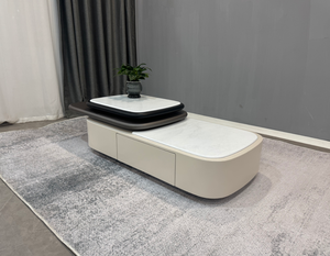 <span class=keywords><strong>Table</strong></span> basse moderne à plateau en verre et pieds en métal, design feuille d'or, multi-usages pour salon - Product Image 2