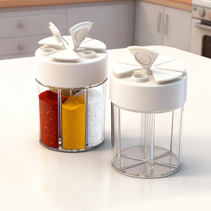 Contenitore Multi-Spezie 9oz 6 in 1, Dispenser Commerciale per Condimenti, Bottiglie in Plastica Antigoccia per Spezie - Product Image 1