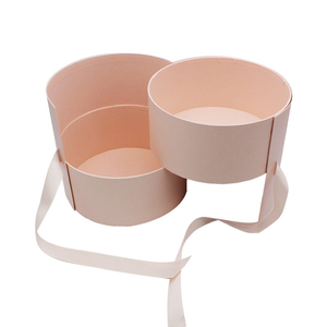 Round Box Flower Custom Logo Printing Cardboard Window Double Layer Round Cylinder Paper Box For Flower