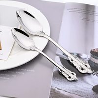 Couverts Vintage avec fourchette et cuillère, 24 pièces, qualité alimentaire, argent, en acier inoxydable 304, couverts Vintage