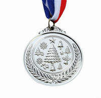 Groothandel Kerst Metalen Trofeeën Award Medailles Geschilderd Goud Zilver Wintervakantie Eerste Prijs Prijzen Feest Cadeauset Decoraties