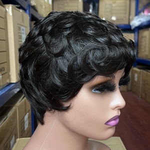 Perruques Romance Curl <span class=keywords><strong>Cheveux</strong></span> Brésiliens Remy Courts Base Transparente Densité 200% Franges Tons Dégradés Looks Quotidiens Tendance - Product Image 3