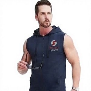 Débardeur à capuche sans manches pour homme, coupe classique, en molleton tricoté respirant, motif dessin animé, vêtement décontracté d'hiver, 100 % coton - Product Image 1