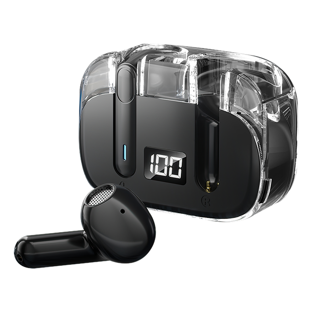 Kingstar Transparent TWS Earbuds with Digital Display for 5.3 Wireless Headphones 10M Range JL Chipset