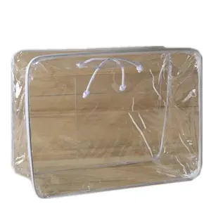 PVC Tote Bags Wired Vinyl Pvc Zipper Blanket Soft Edge Bag For Comfort Bedding Duvet Pillow