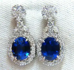 CAOSHI New Oval Sapphire Blue Zircon Women Earrings Silver Color Simulated Diamond Bridal Wedding Earring Wholesale