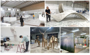 Exhibidores de Esculturas Abstractas, Accesorios de Madera Tallada Personalizados, Detalles Metálicos, Base de Acrílico Transparente, Tienda Pop-up de Lujo - Product Image 4