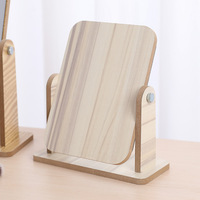 Espejo de tocador de madera moderno y sencillo para dormitorio de estudiantes o espejo de escritorio cuadrado de madera para influencers