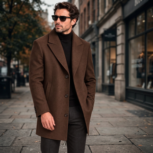 Poncho long pour homme MARKOVA, style 979, couleur marron, col pointu, triple boutonnage, pour l'hiver, première qualité, best-seller, vente en gros - Product Image 2