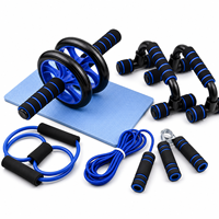 Kit de roue abdominale avec barres de pompes, équipement de gym multifonctionnel 7 pièces pour l'exercice musculaire, vente en gros usine